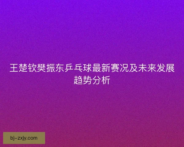 王楚钦樊振东乒乓球最新赛况及未来发展趋势分析 王楚钦樊振东乒乓球最新赛况及未来发展趋势分析