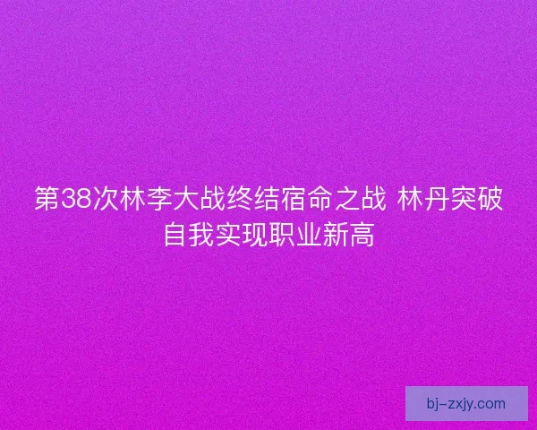 第38次林李大战终结宿命之战 林丹突破自我实现职业新高